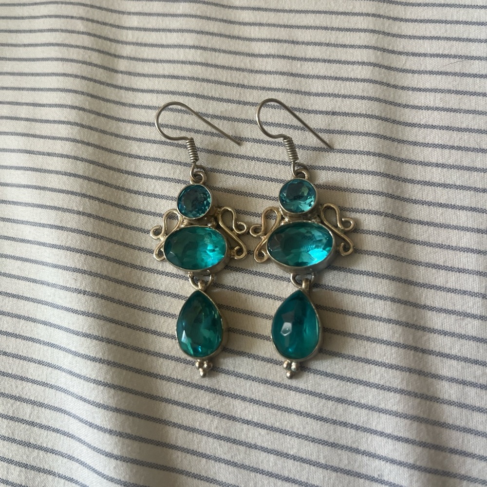 Elegant Silver and Blue Dangle Earrings